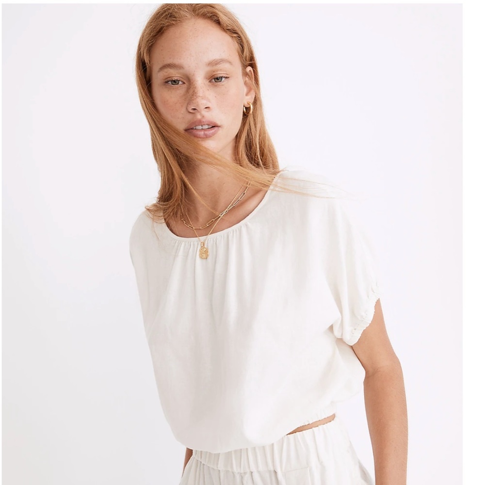 Madewell Linen-Blend Michele Bubble Top